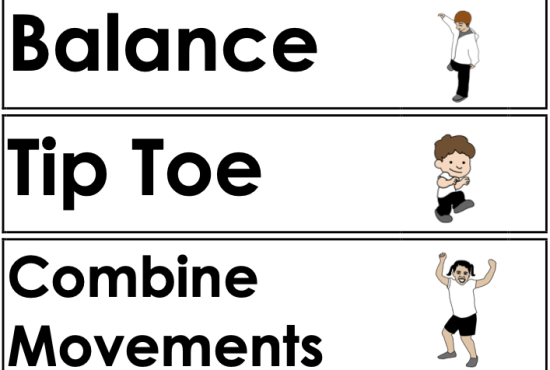 Flashcards - Balance Tip Toe Combine Movements